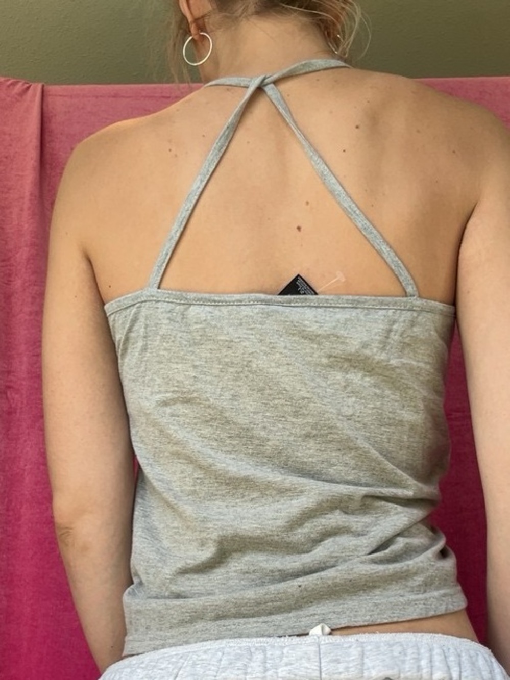 bebe Light Gray Rhinestone Logo Tank - Picture 3 of 6